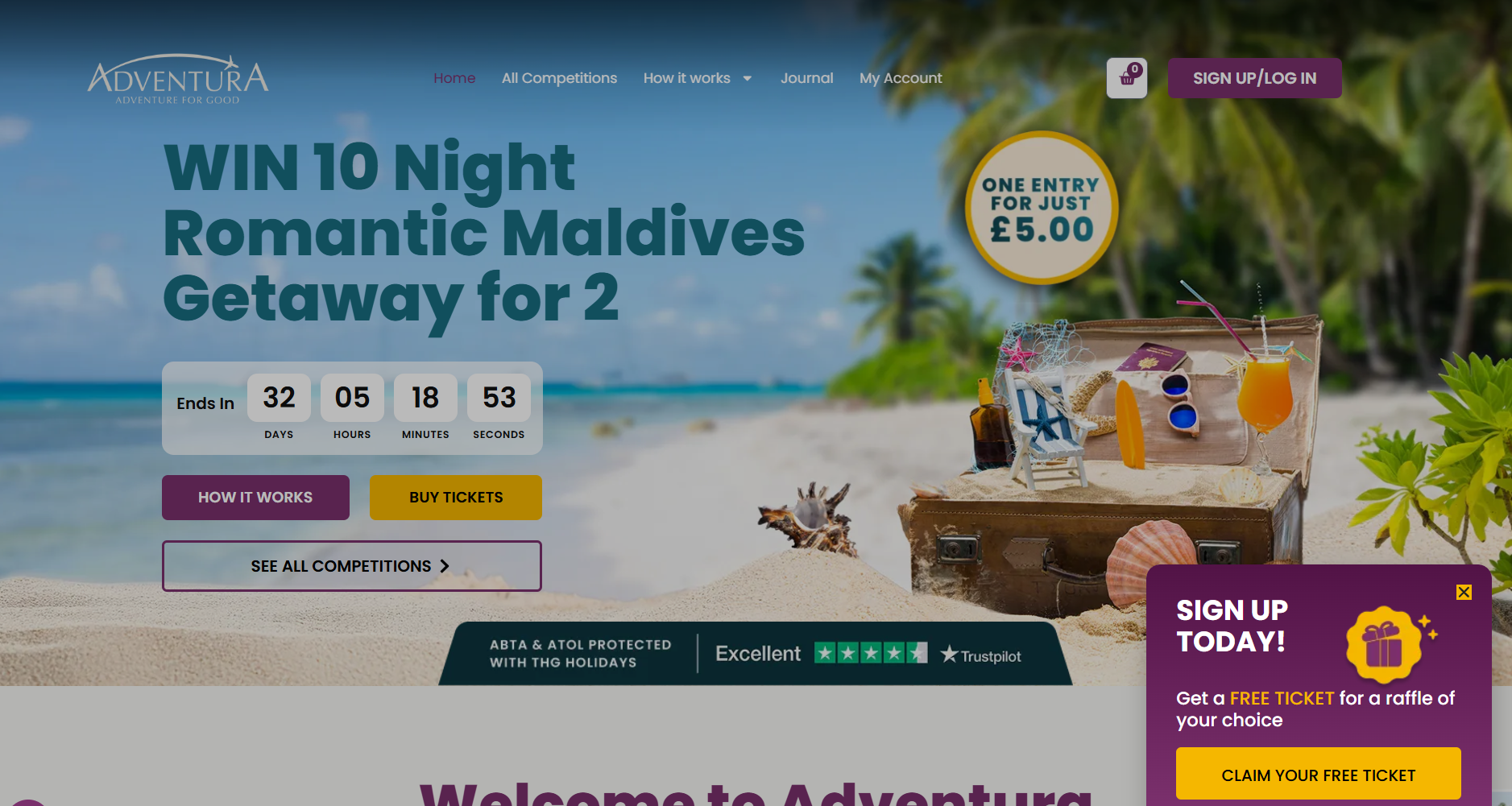 Adventura website screenshot