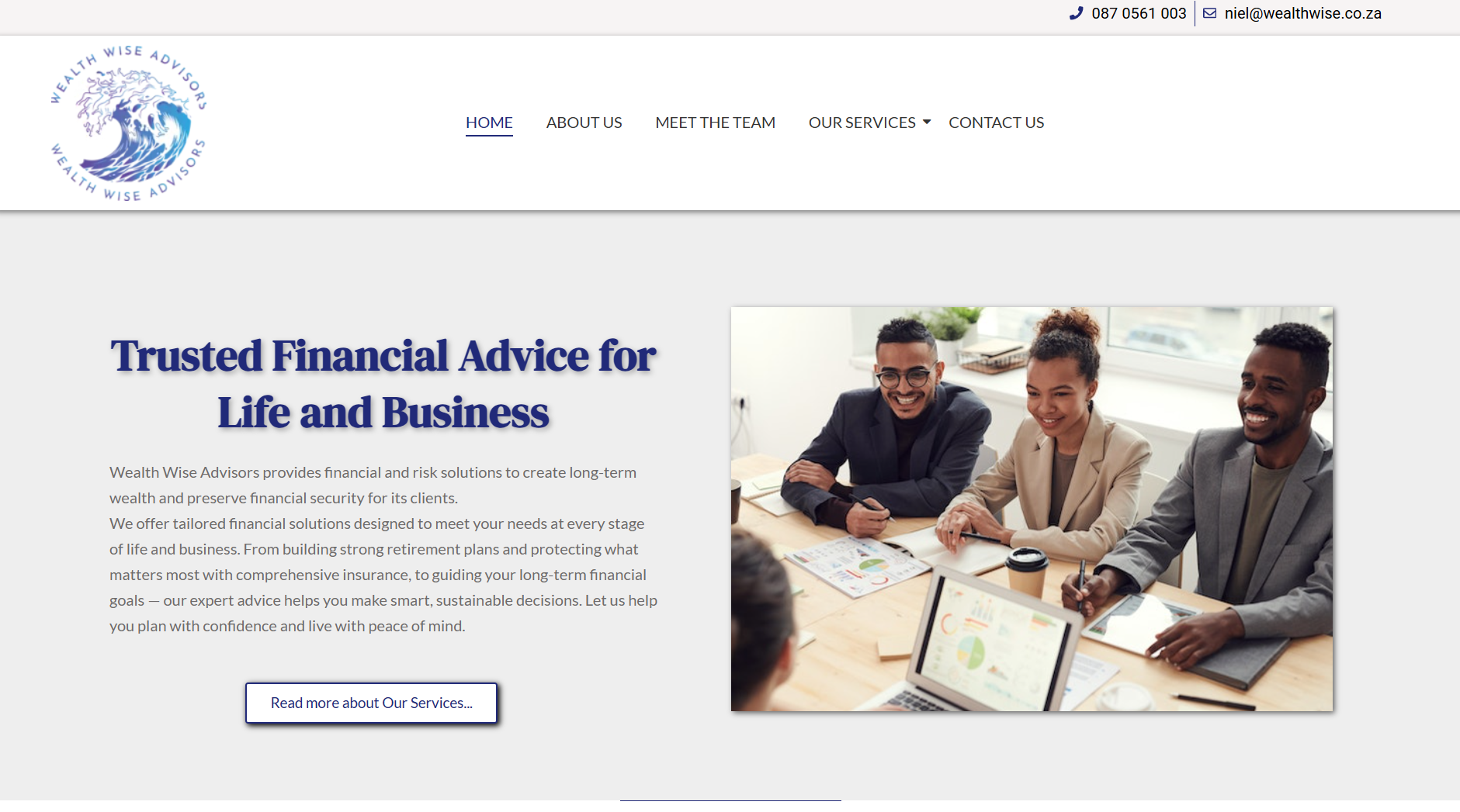 Wealth Wise Advisors website screenshot