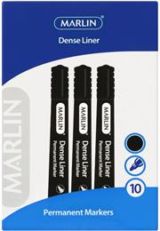 Marlin Dense Permanent Markers 10's Black
