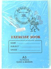 Megastar A5 Exercise Book 72page Quad and Margin