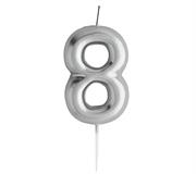 Casey 10cm Silver Numerical Birthday Candle Nr.8 Retail