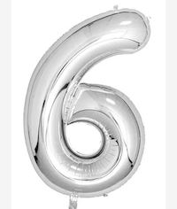 Casey 102cm Silver Balloon Number 6