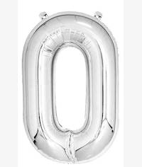 Casey 102cm Silver Balloon Number 0